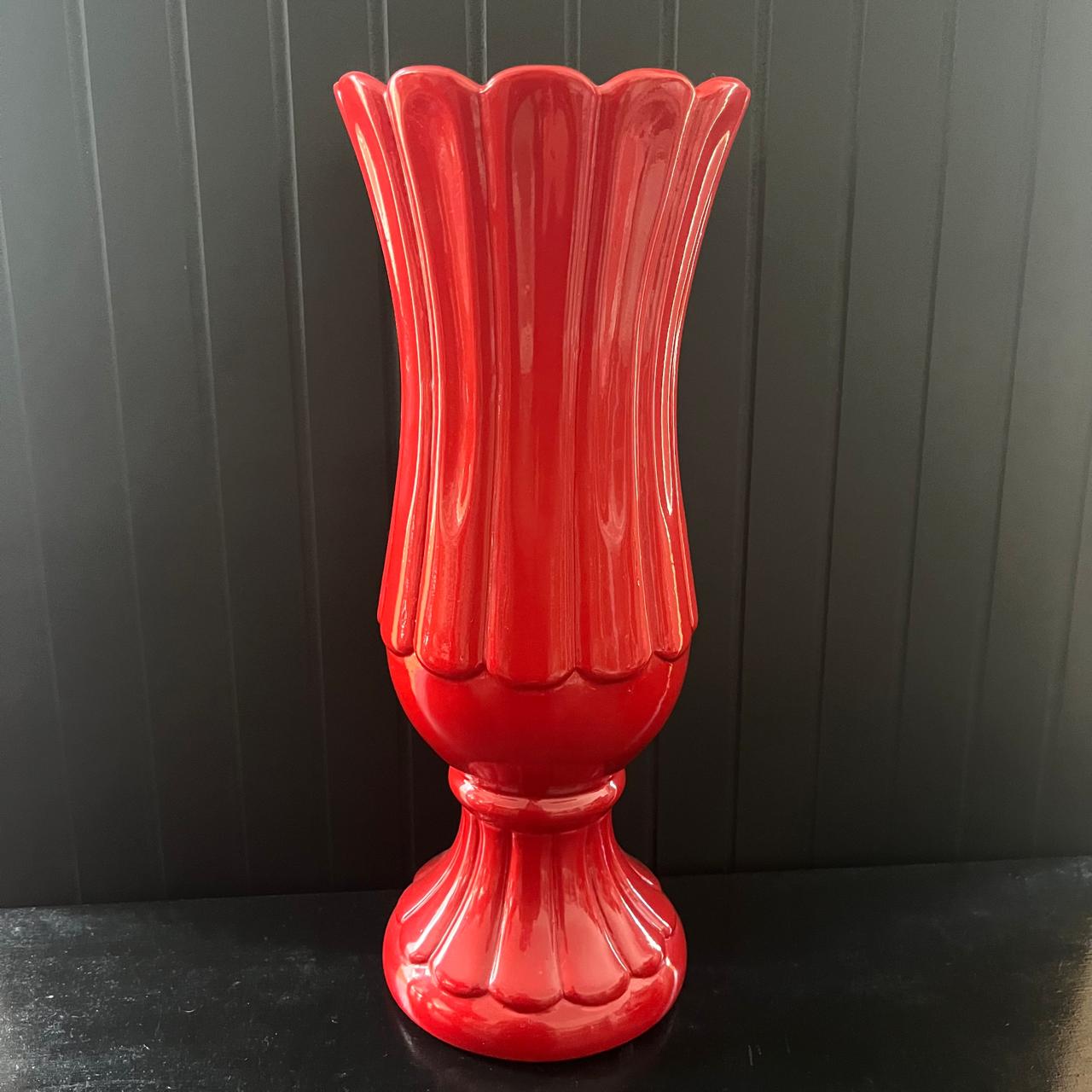 vaso porcelana vermelho alto 25,00